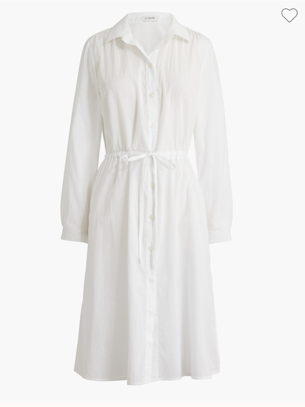 J. Crew Drawstring Cover Up Shirt Dress White